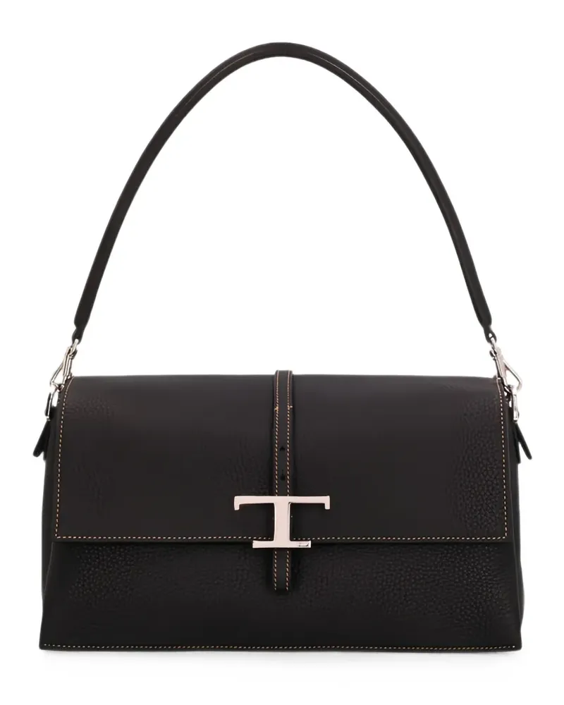 TOD'S small T Timeless pebbled-leather shoulder bag - Schwarz Schwarz