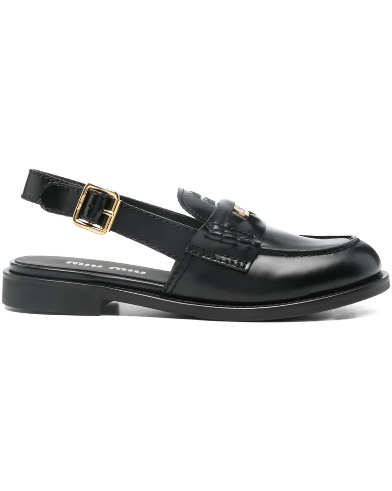 Miu Miu logo-plaque slingback loafers - Schwarz Schwarz