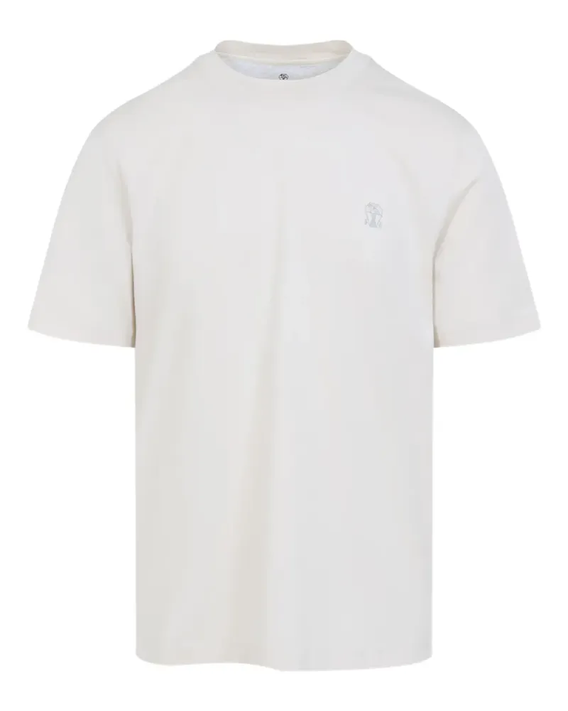 Brunello Cucinelli T-Shirt mit Logo-Stickerei - Weiß Weiß