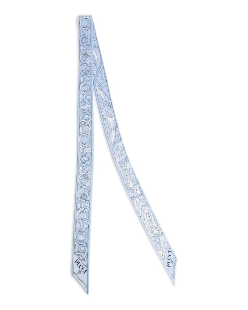 Emilio Pucci Schal aus Seidentwill mit Strasssteinen - Blau Blau