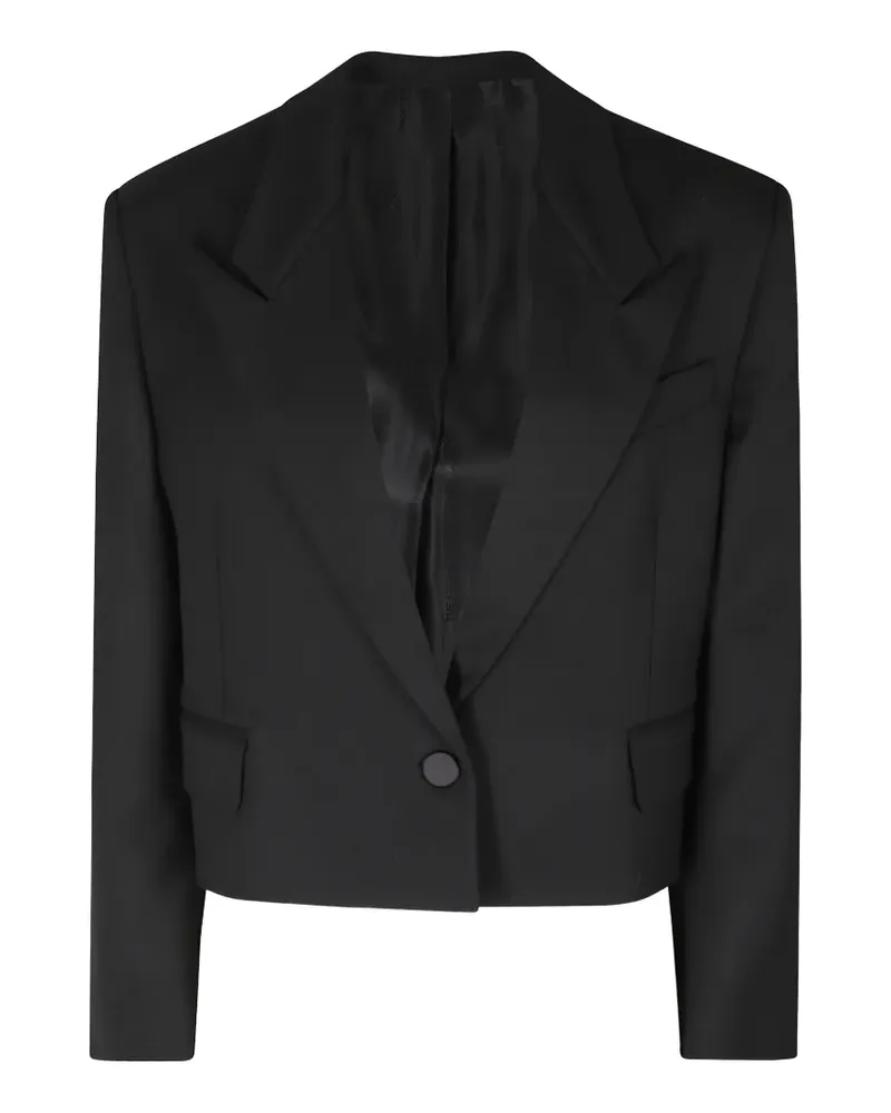 ATTICO padded-shoulder cropped jacket - Schwarz Schwarz