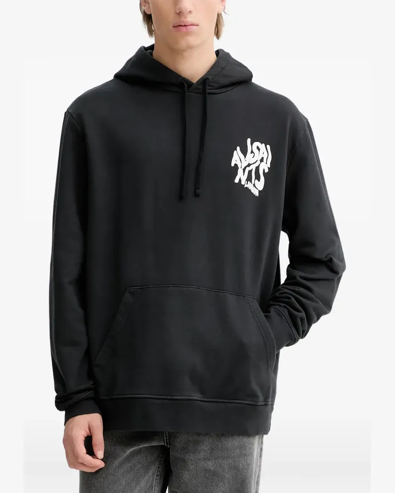 AllSaints graphic drawstring hoodie - Schwarz Schwarz
