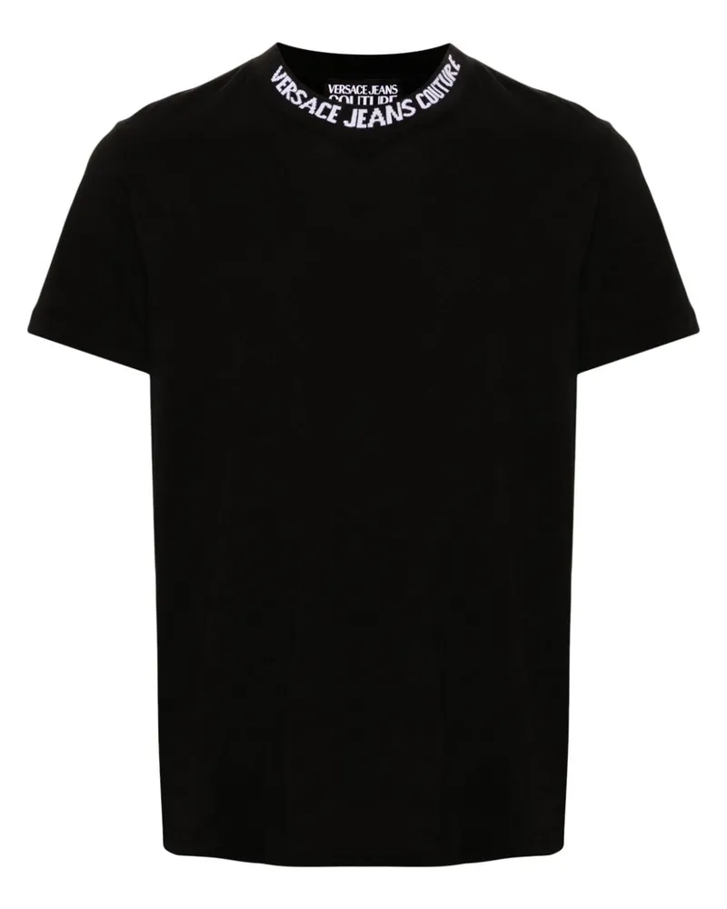 Versace Jeans T-Shirt mit Logo-Streifen - Schwarz Schwarz