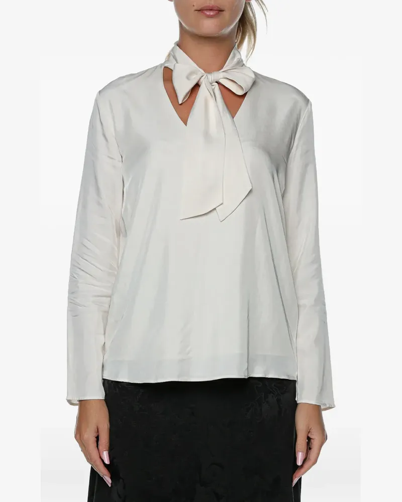 Armani Exchange pussy-bow long-sleeve blouse - Weiß Weiß