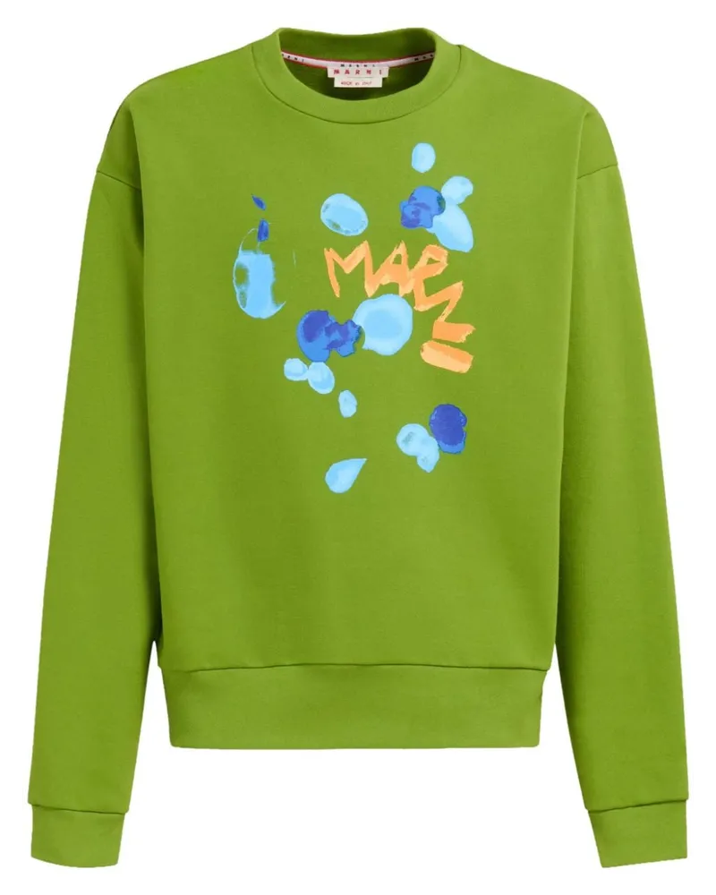 Marni Sweatshirt mit Logo-Print Grün