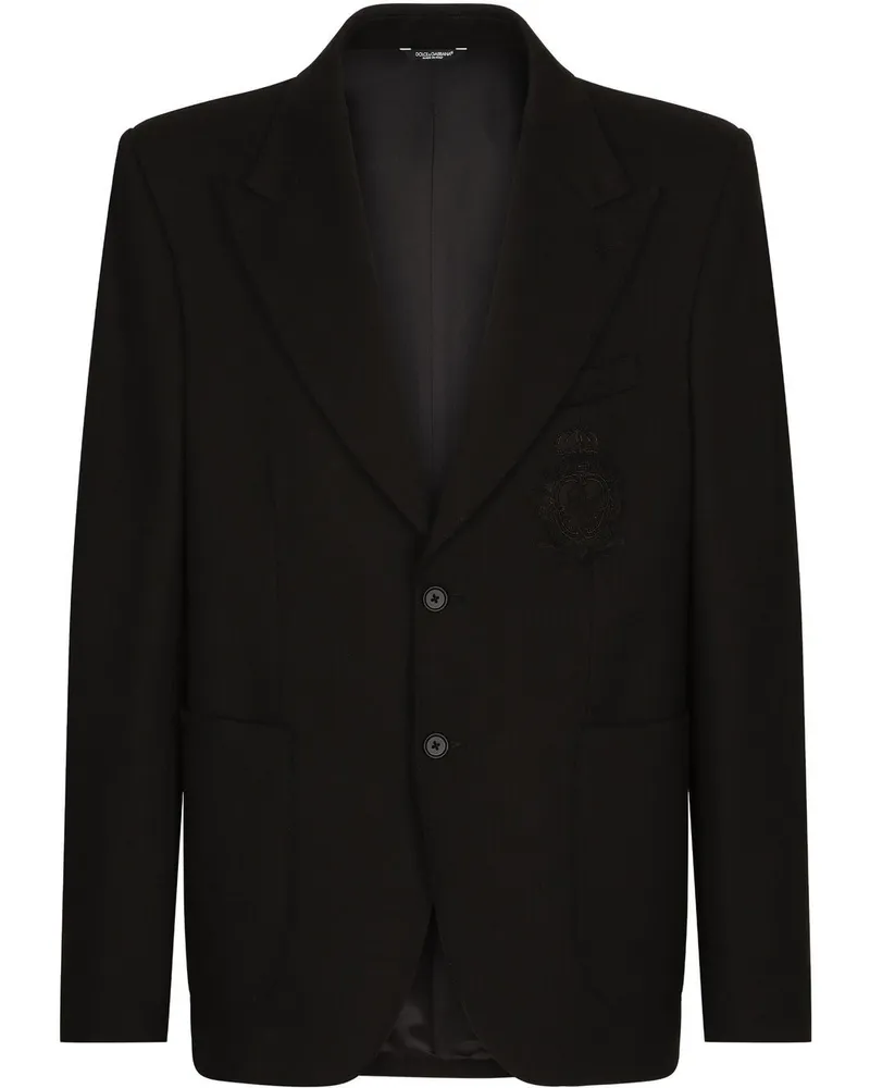 Dolce & Gabbana Einreihiges Sakko mit Wappen-Patch - Schwarz Schwarz