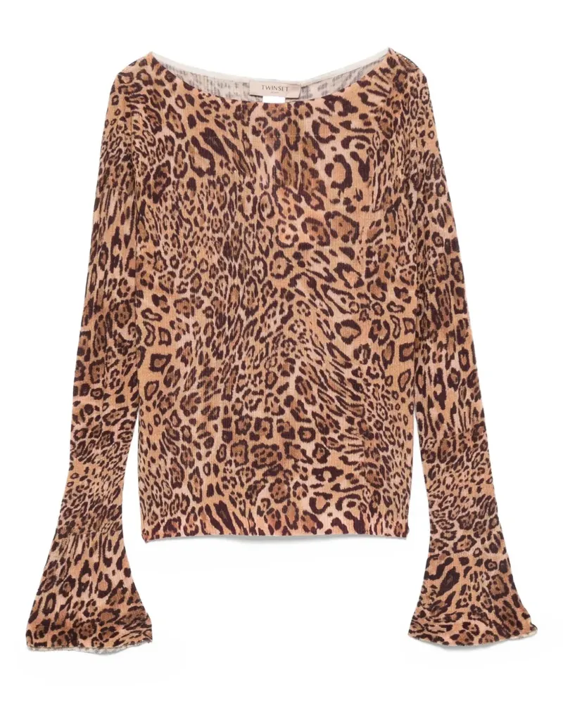 Twin-Set Oberteil mit Leoparden-Print - Braun Braun