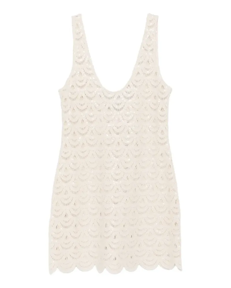 MC2 Saint Barth Raya sequin-embellished crochet-knit top - Nude Nude