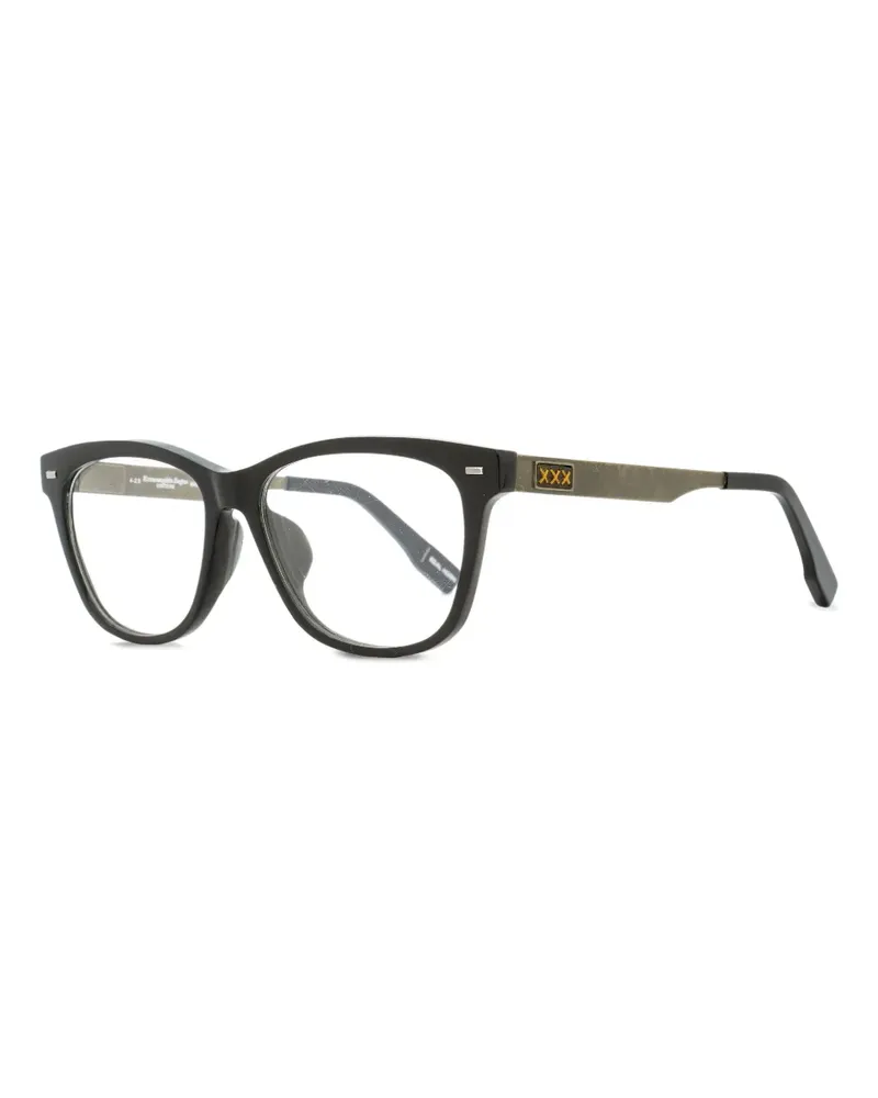 Ermenegildo Zegna Eckige 5016F Brille mit Horngestell - Schwarz Schwarz