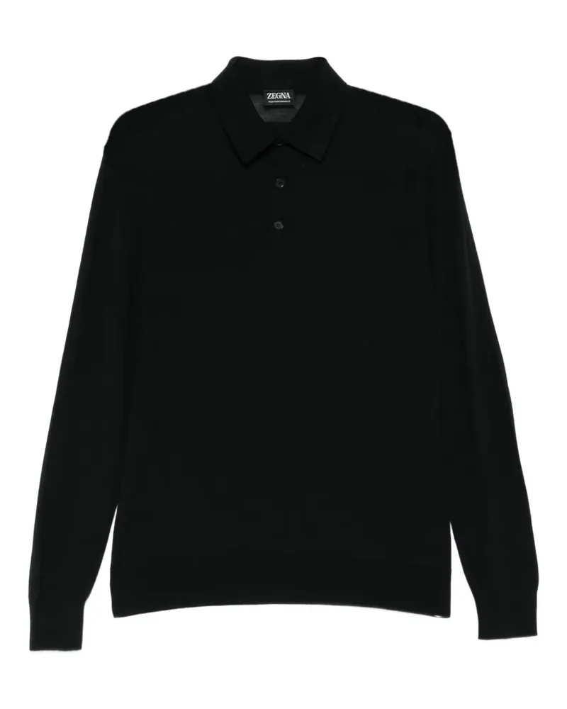 Ermenegildo Zegna Langärmeliges Poloshirt - Schwarz Schwarz