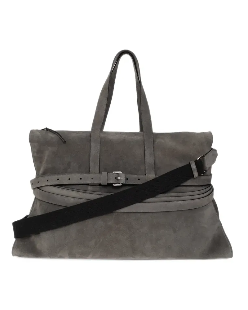 Moschino Tie Me Schultertasche aus Wildleder - Grau Grau