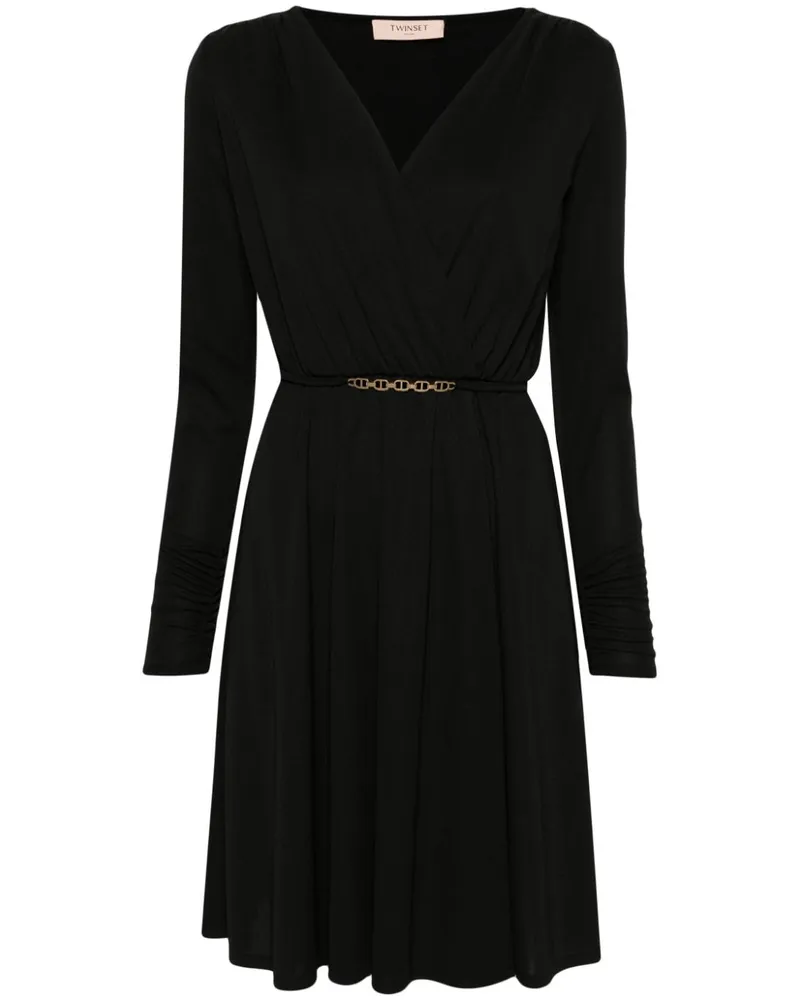 Twin-Set Texturiertes Minikleid - Schwarz Schwarz