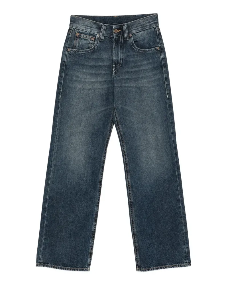 6397 Ausgeblichene Straight-Leg-Jeans - Blau Blau