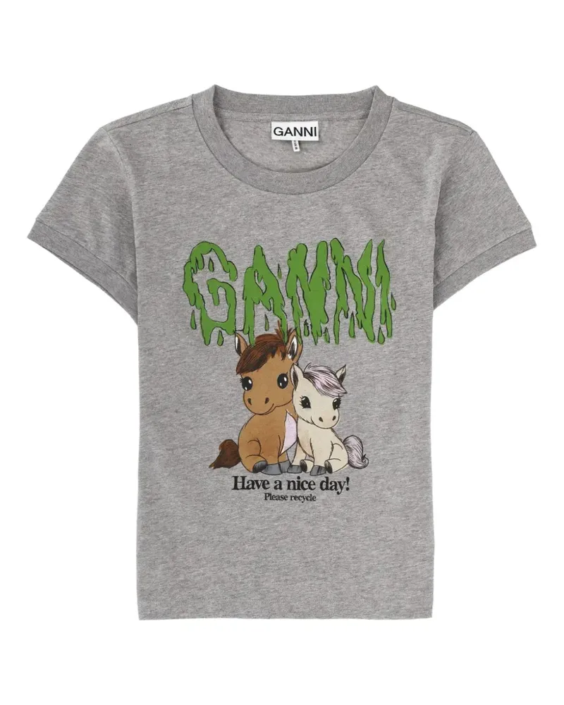 Ganni horse graphic T-shirt - Grau Grau