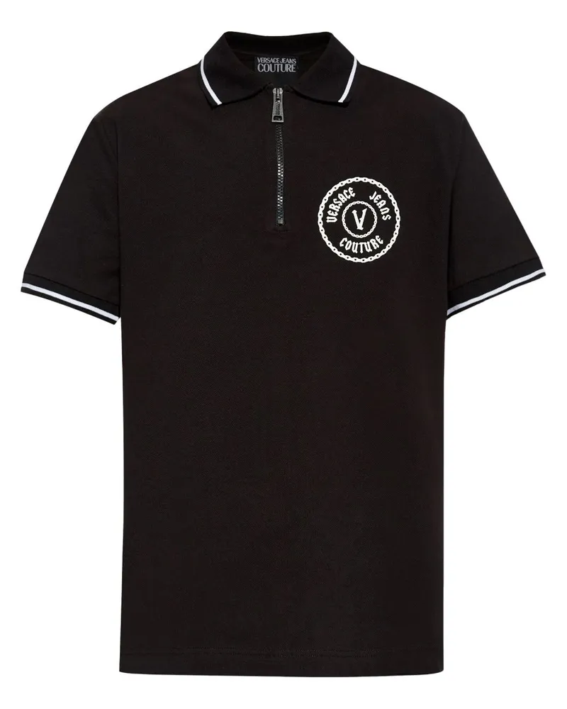 Versace Jeans Poloshirt mit V-Emblem Schwarz