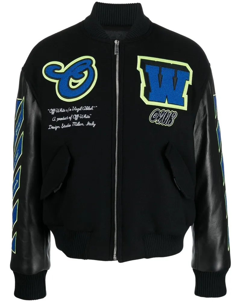 OFF-WHITE Vars Hammer Bomberjacke aus Leder - Schwarz Schwarz