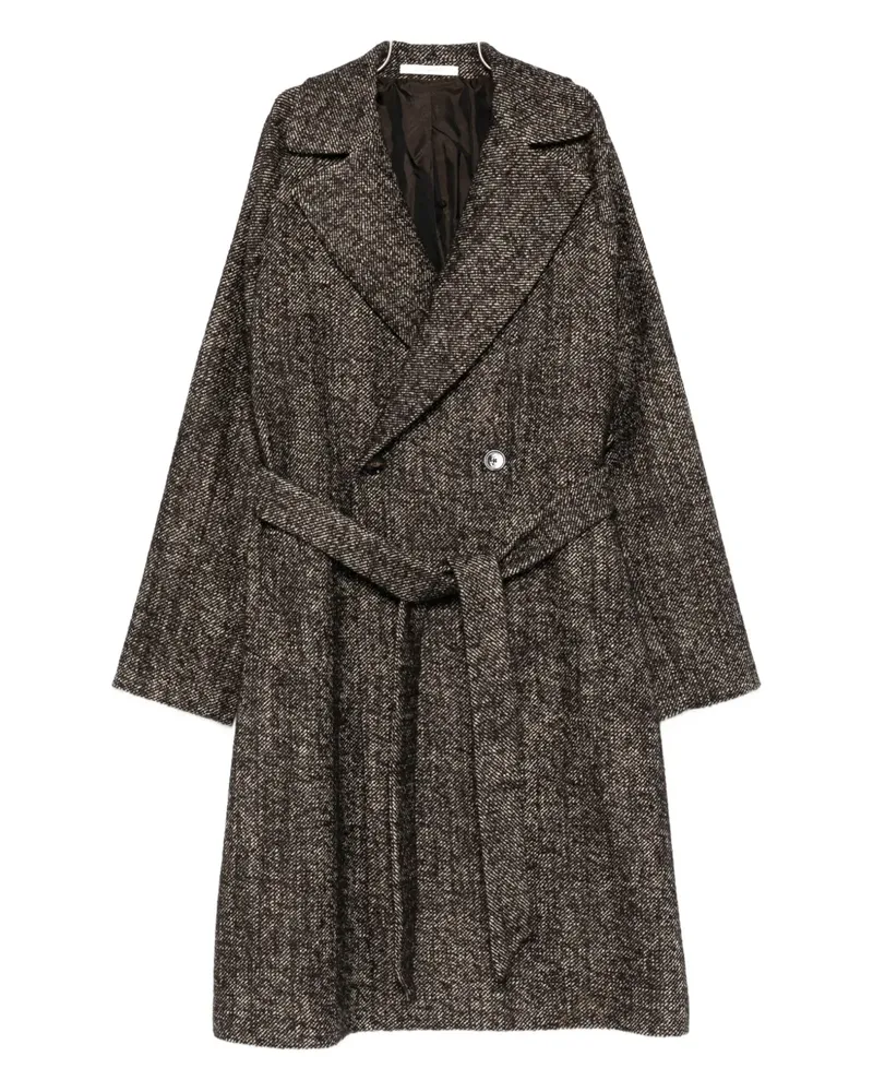 Tagliatore belted herringbone coat - Schwarz Schwarz