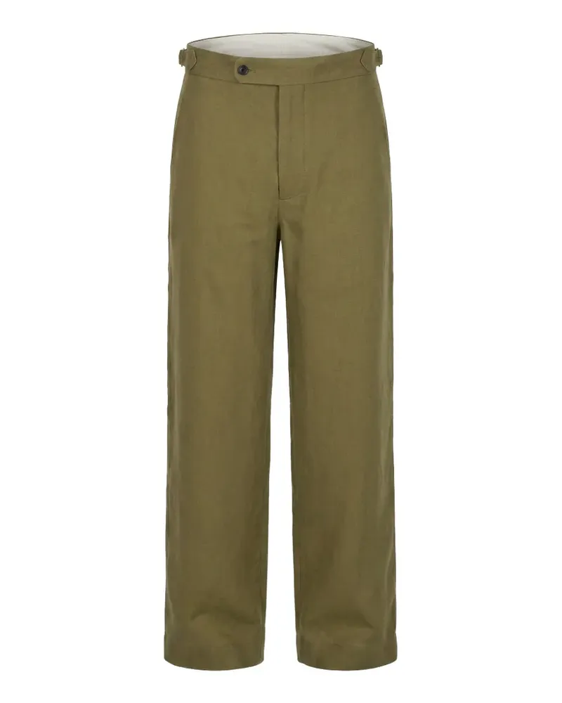 BODE side-buckle linen trousers - Grün Grün