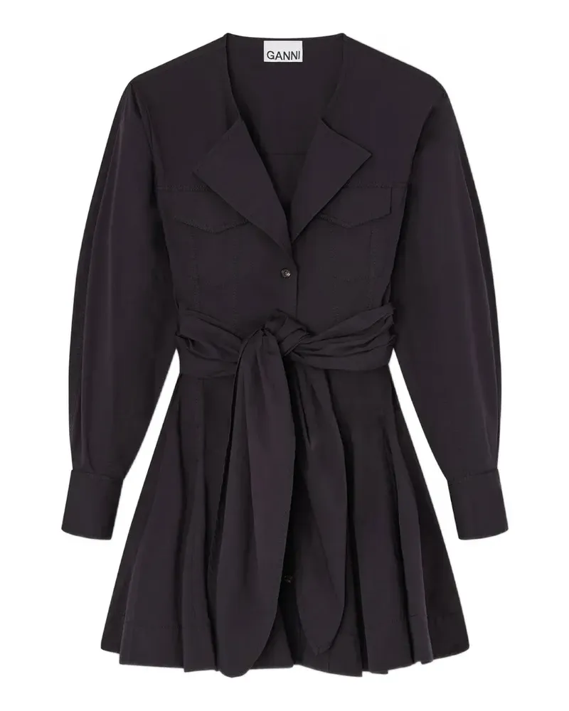 Ganni Hemdkleid mit Gürtel - Schwarz Schwarz