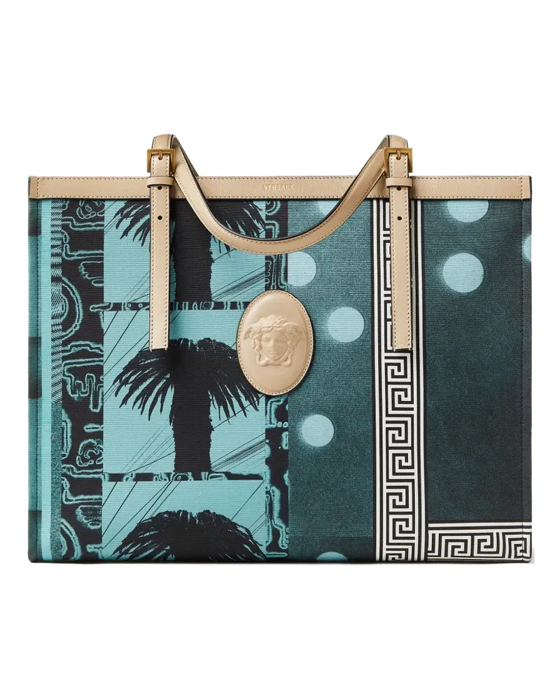 Versace Rivière printed large canvas tote - Blau Blau