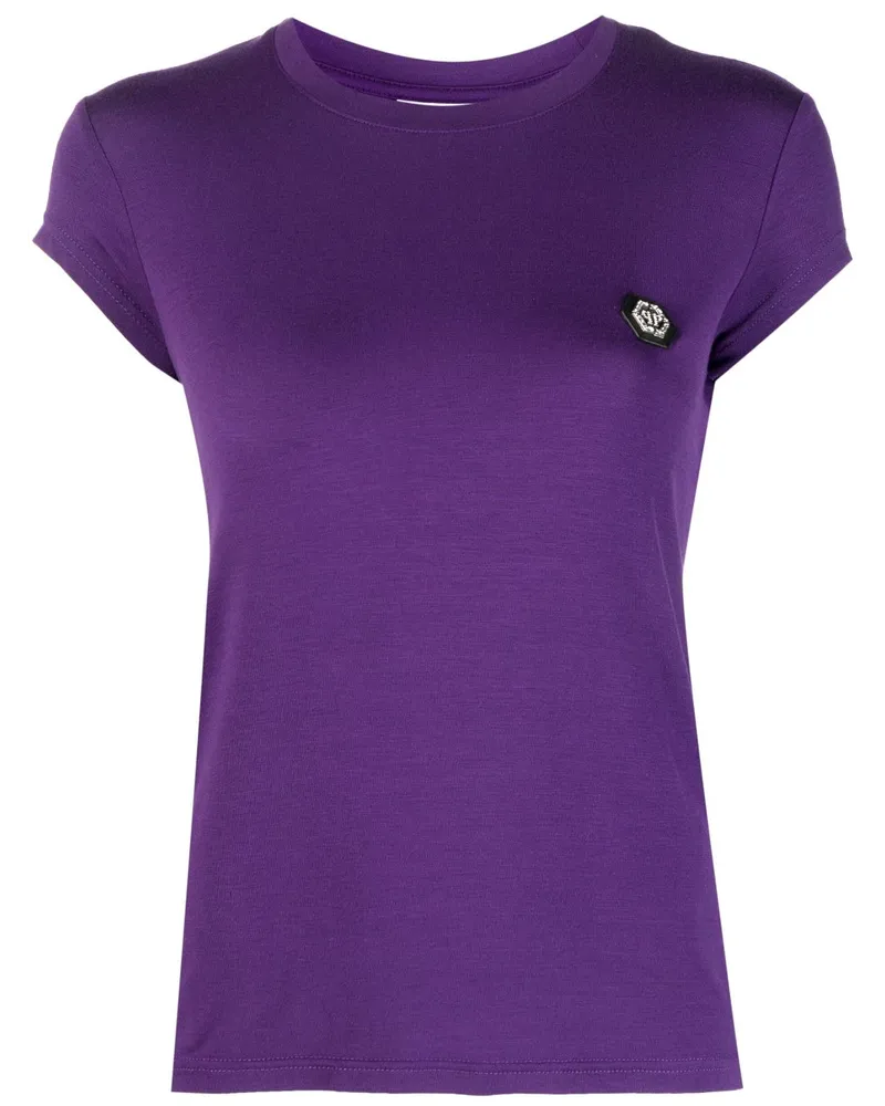 Philipp Plein T-Shirt mit Logo-Patch - Violett Violett