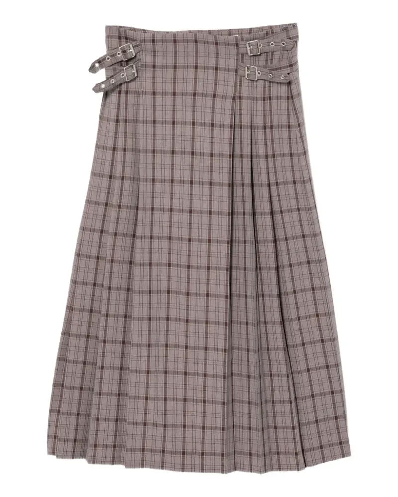 The Ragged Priest Artifact check-pattern midi pleated skirt - Grau Grau