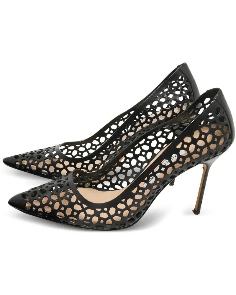 Manolo Blahnik Pumps mit Laser-Cuts - Schwarz Schwarz