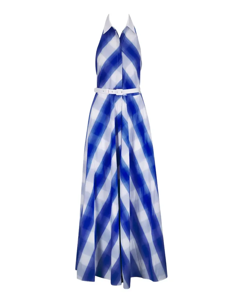 Sara Roka checked halterneck dress - Blau Blau