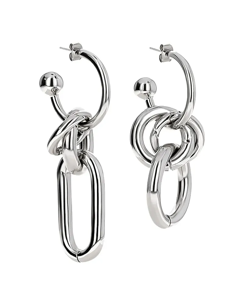 Justine Clenquet Troy asymmetric chain-link earrings - Silber Silber