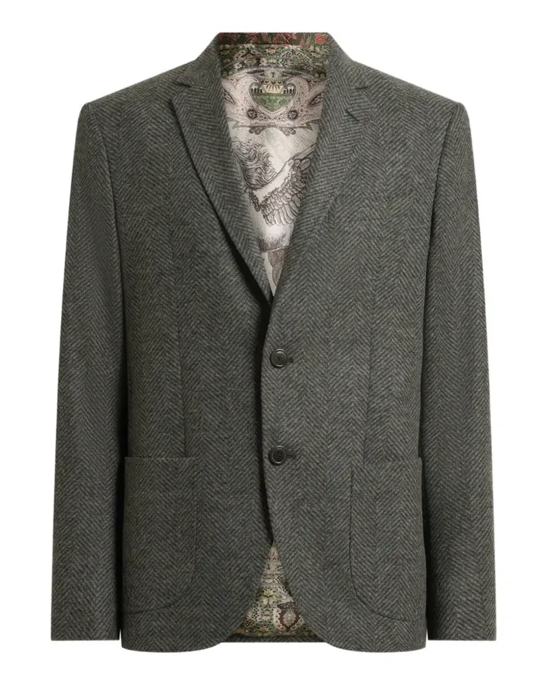 Etro single-breasted knit jacket with chevron motif - Grau Grau