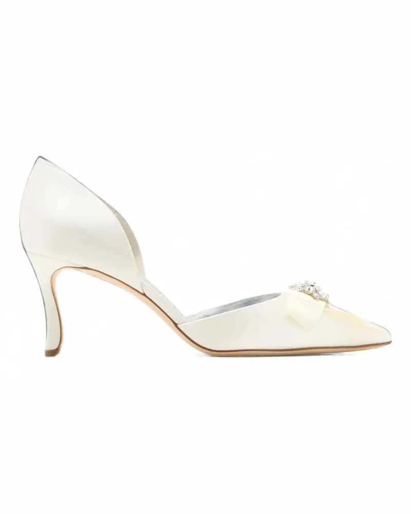Manolo Blahnik Apidosa crystal-embellished bow pumps - Weiß Weiß