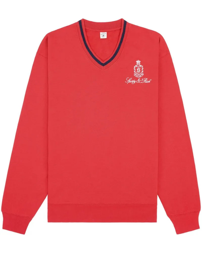 SPORTY & RICH Sweatshirt mit Logo-Stickerei - Rot Rot