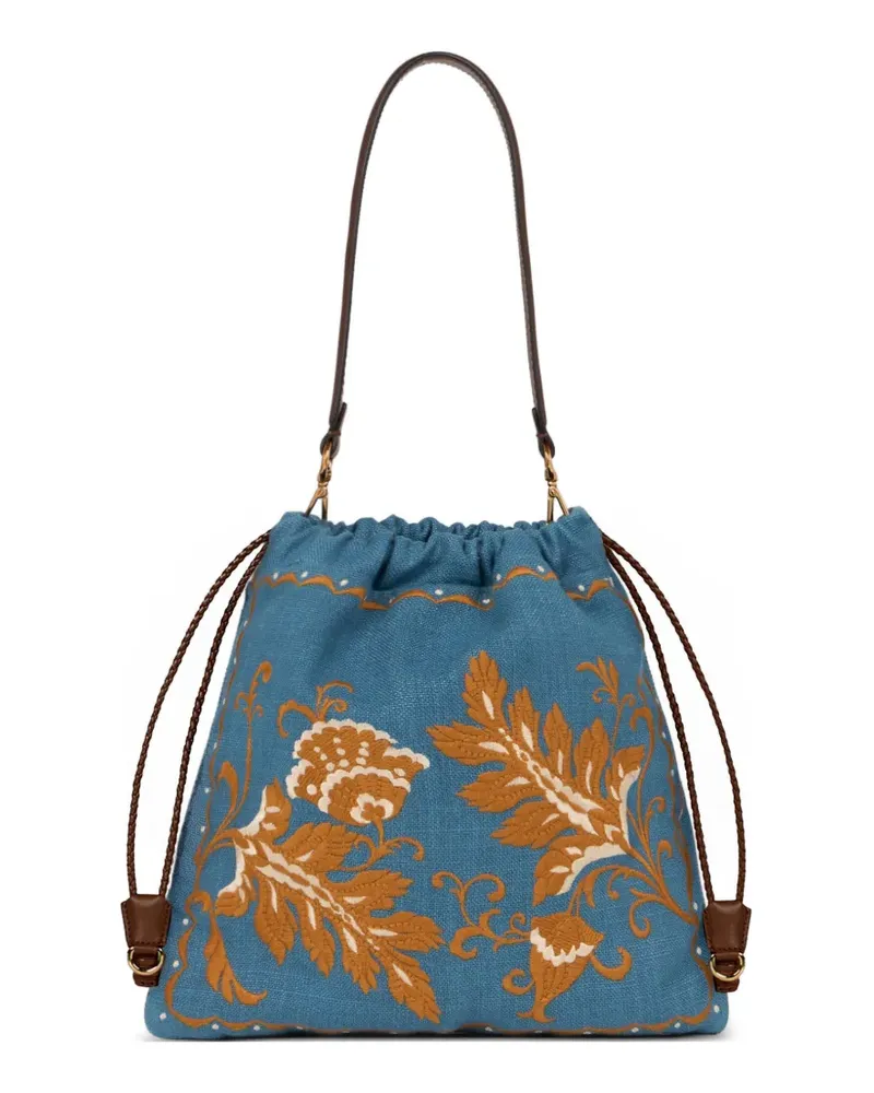 Etro Kalispera embroidery medium tote bag - Blau Blau