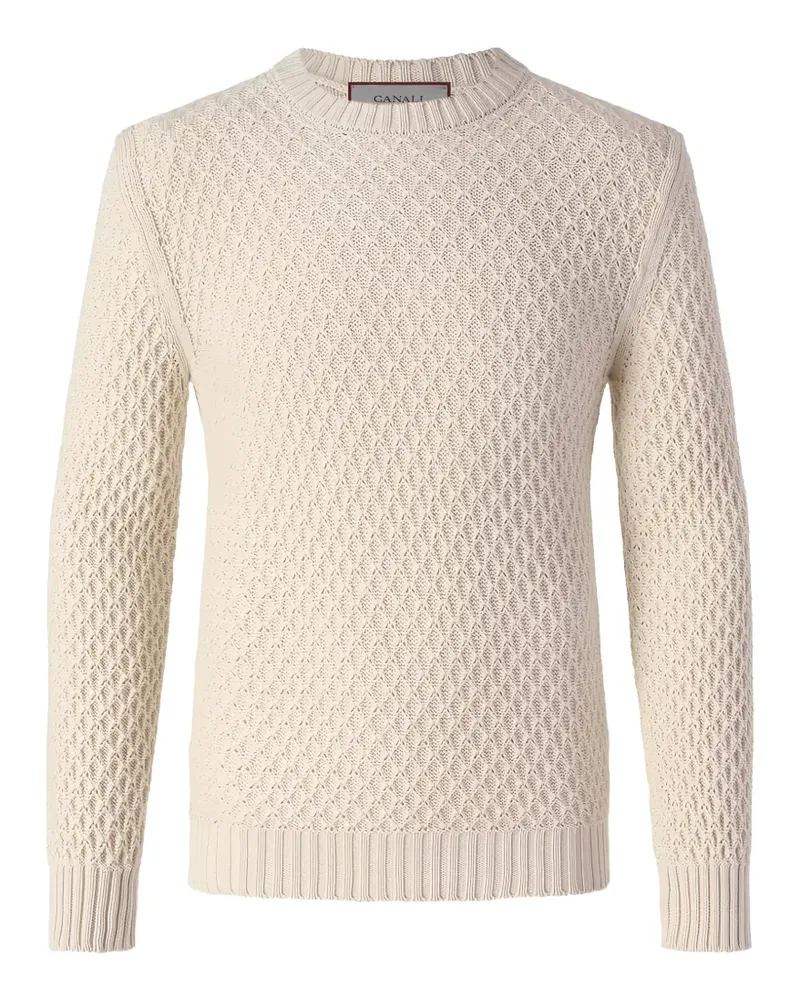 Canali diamond-knit crew-neck sweater - Nude Nude