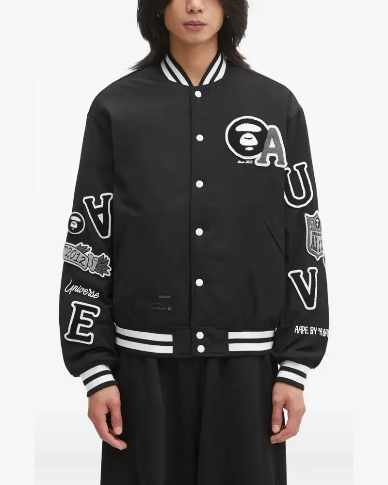 BAPE Bestickte Jacke mit gestreiften Details - Schwarz Schwarz