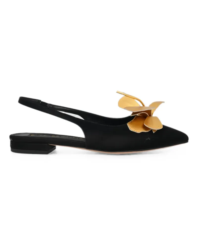 Kat Maconie floral-applique slingback ballet flats - Schwarz Schwarz