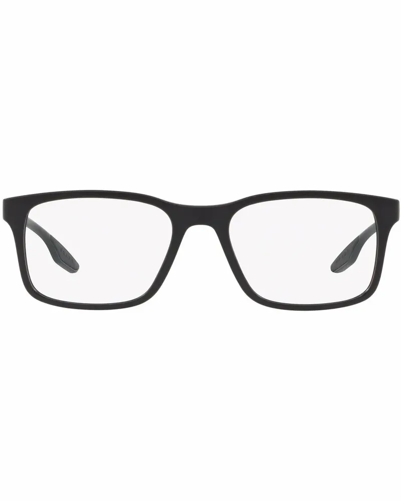 Prada Eckige Brille mit Logo-Bügel - Schwarz Schwarz