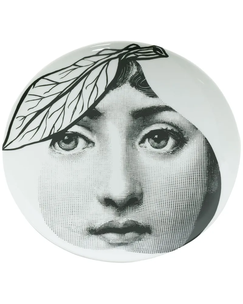 Fornasetti Teller mit Print Weiß