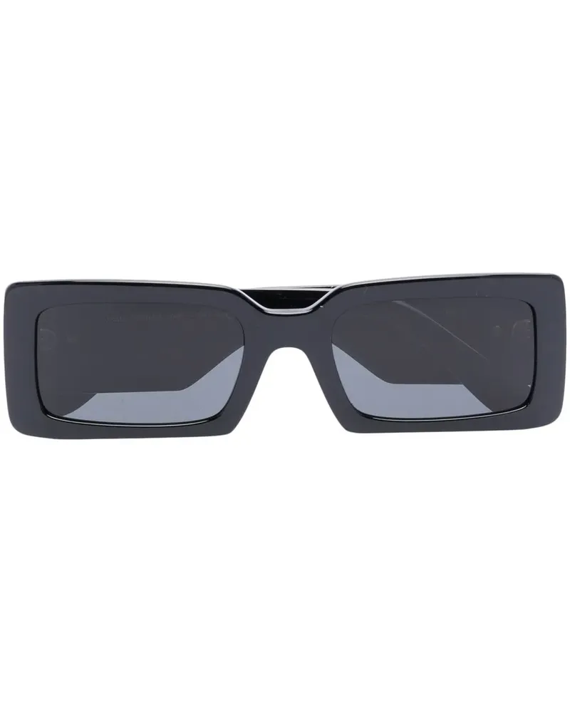 Dolce & Gabbana Eckige Sonnenbrille mit Logo-Schild - Schwarz Schwarz