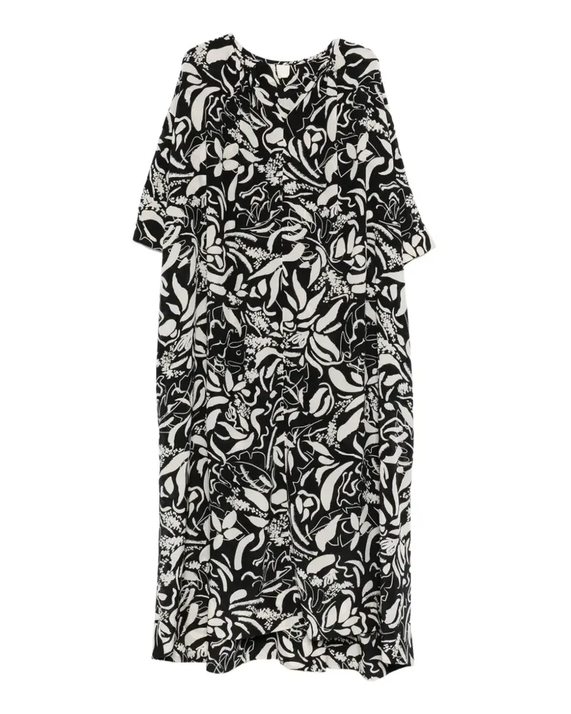 ASPESI floral-pattern midi dress - Schwarz Schwarz