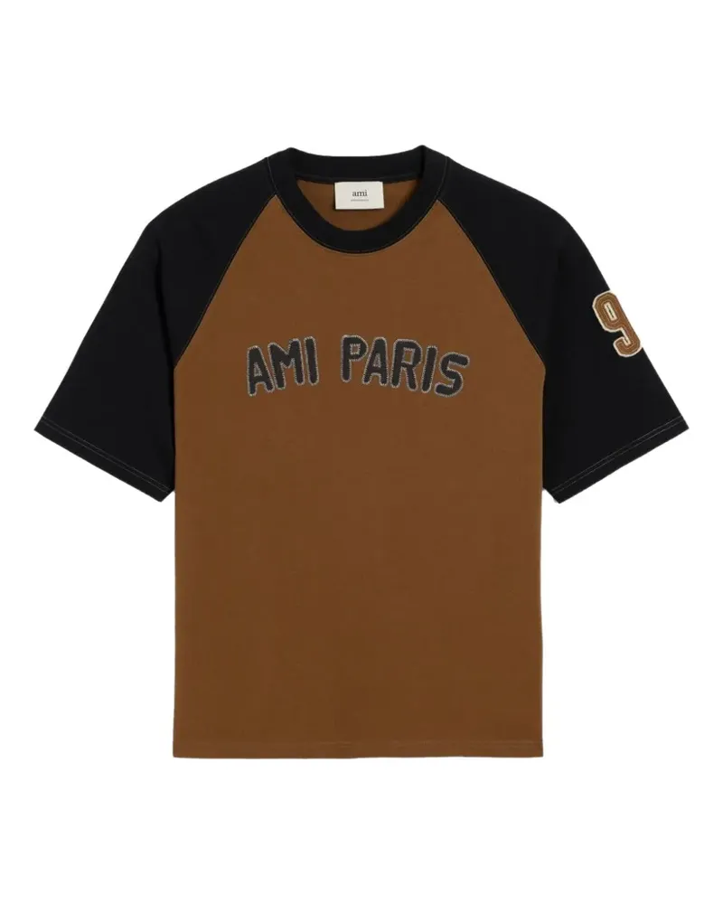 AMI Paris colour-block short-sleeve T-shirt - Braun Braun