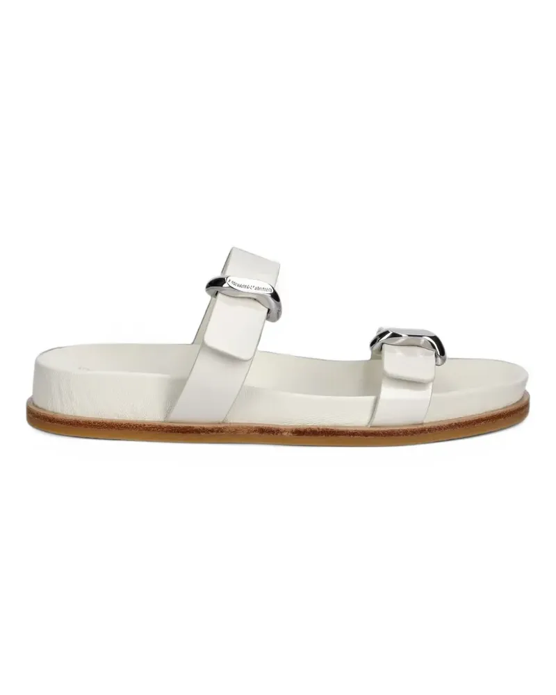 Emporio Armani buckle-detail double-strap slides - Weiß Weiß
