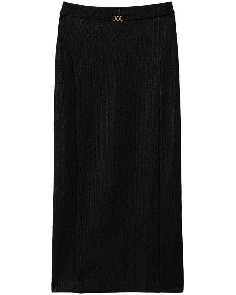 Twin-Set Klassischer Jacquard-Midirock - Schwarz Schwarz