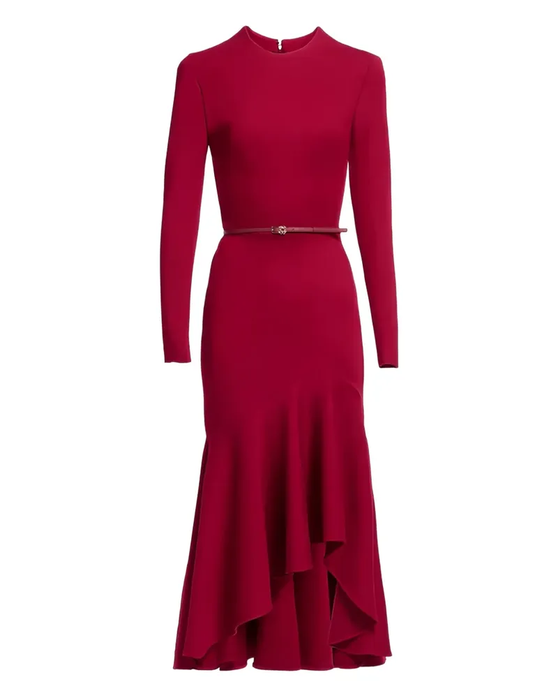Elie Saab ruffled belted midi dress - Rot Rot