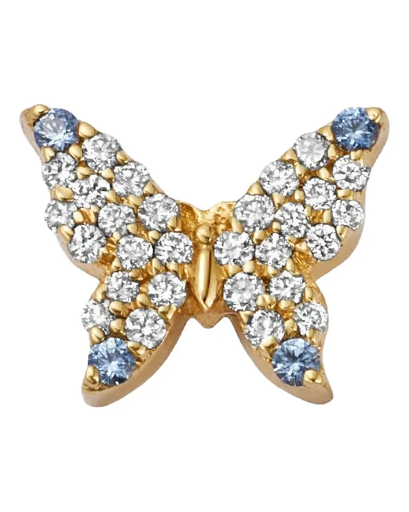 Loquet 18K yellow gold butterfly diamond and sapphire charm Gold