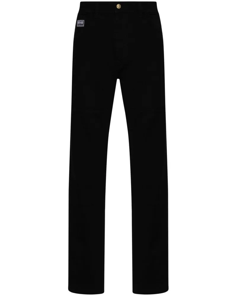 Versace Jeans Straight-Leg-Jeans mit Einsätzen Schwarz