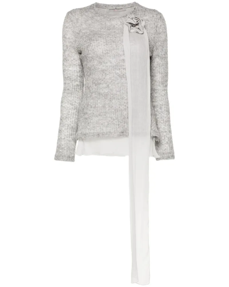 Ermanno Scervino Pullover mit Blumenapplikation Grau