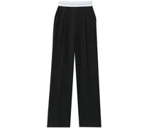 Bundfaltenhose mit Logo-Bund - Schwarz