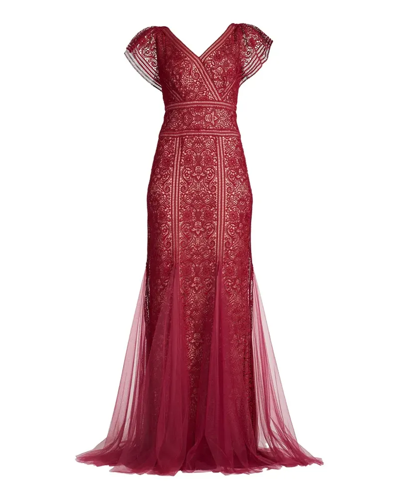 Tadashi Shoji Taryn Trackwork Maxikleid mit Spitze-Overlay - Rot Rot