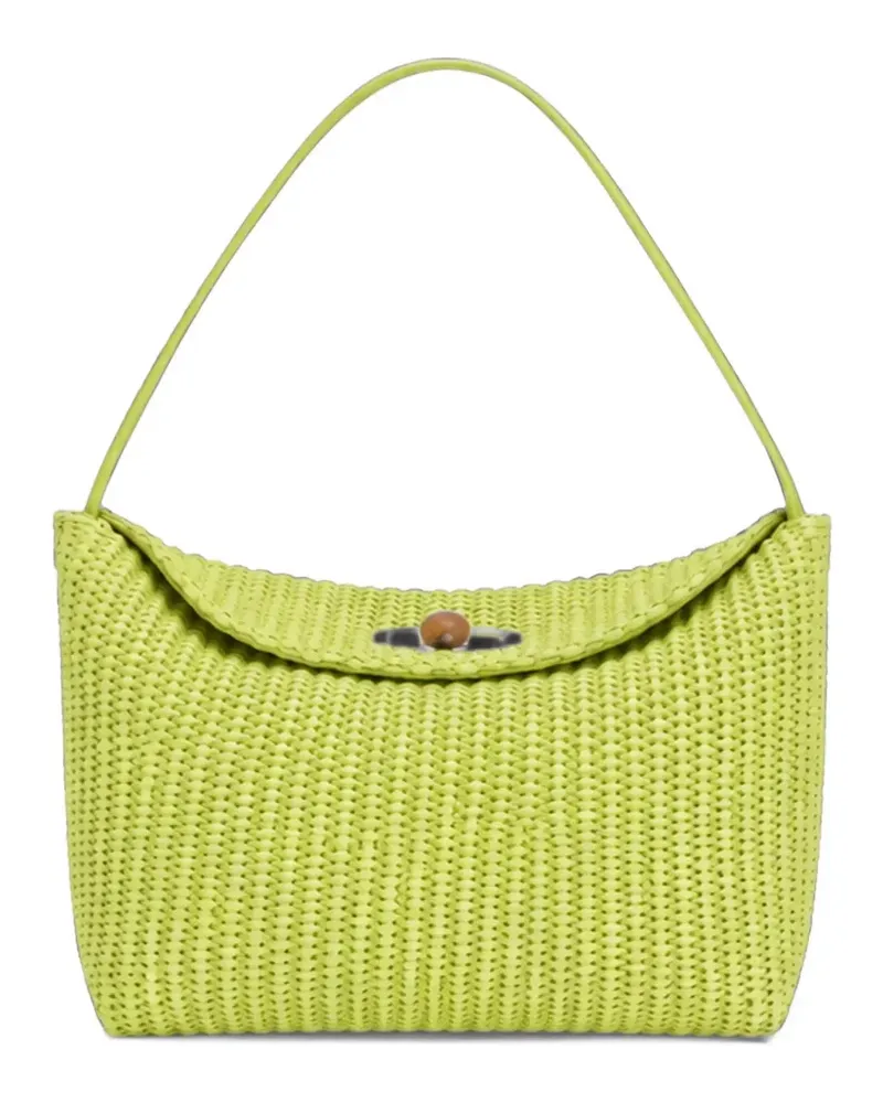 Christopher Esber Mini Turnlock Schultertasche aus Raffiabast - Grün Grün